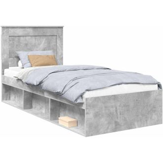 vidaXL Estructura De Cama Con Cabecera Gris Concreto 90 X 190 Cm Vidaxl