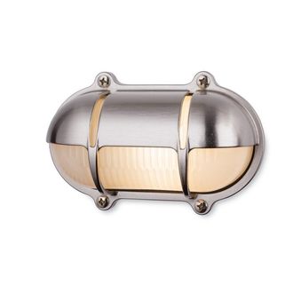 Netlighting Nautic Outdoor Brass Bulkheads Wall Light Oval Nickel Finish IP64 E27 in Gold