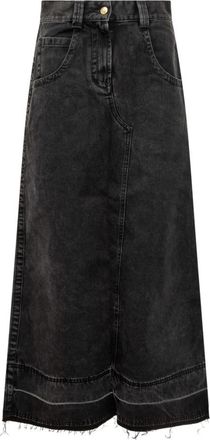 Palm Angels Lange Denim Split Rok - Dames - Spijkerrokken - Zwart - W27 - Denim - Rokken