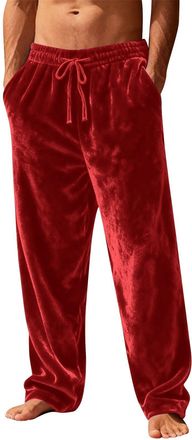 Generic Mens Fleece Casual Trousers, Warm Nightwear, Sleepwear, and Cosy Loungewear Pants, Comfortable Pyjama Pants, with Elastic Waistband and Pockets