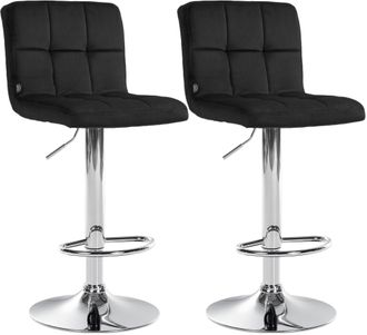 Clp Clp - Set De 2 Taburetes De Bar Peru En Terciopelo Negro Cromado