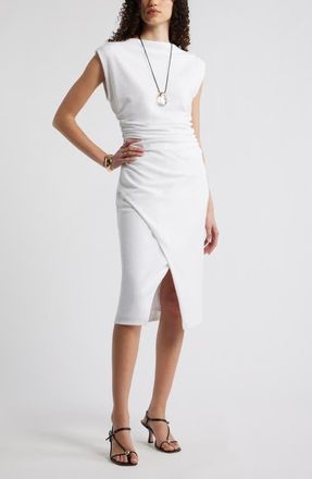 Nordstrom Ruched Cap Sleeve Dress in White at Nordstrom, Size Xx-Small