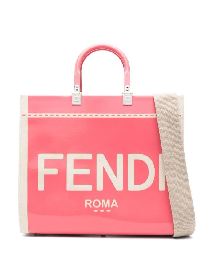 medium Fendi Sunshine tote bag - women - Patent Leather/Fabric - One Size - Neutrals