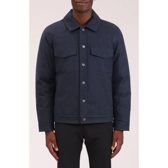 Bagatelle Flannel Snap-Up Trucker Jacket in Navy at Nordstrom Rack, Size X-Large