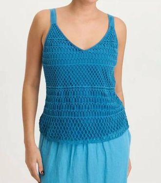 Xcvi Shire Jersey-Lined Crochet Tank In Aztec Sky