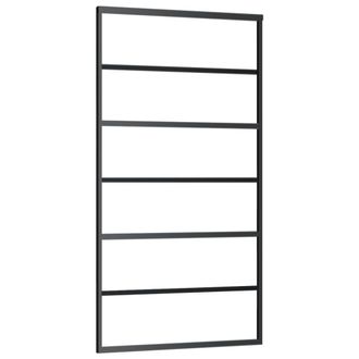 vidaXL Vidaxl - Puerta Corredera Esg Vidrio Y Aluminio Negra 102x205 Cm