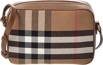 Burberry Check Canvas & Leather Shoulder Bag