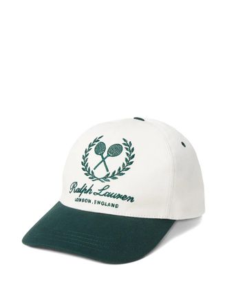 Ralph Lauren Purple Label crest-embroidered twill ball cap - men - Cotton/Elastane/Cotton - One Size - White