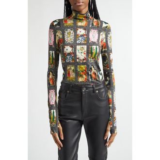 Alice & Olivia Delaina Enchanted Tarot Mock Neck Jersey Top at Nordstrom, Size X-Small