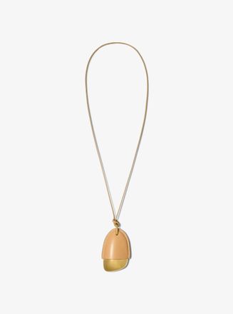Michael Kors Brushed Brass and Leather Wrapped Pendant Necklace