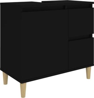 vidaXL Armario De Ba&ntilde;o Madera Contrachapada Negro 65x33x60 Cm Vidaxl