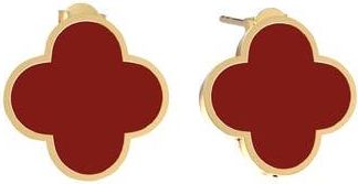 Gabi Rielle Carnelian Clover Stud Earrings in Red/Gold at Nordstrom Rack