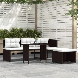vidaXL Set De Muebles De Jard&iacute;n 4 Piezas Rat&aacute;n Sint&eacute;tico Marr&oacute;n Vidaxl