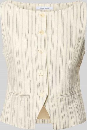 Sams&oslash;e & Sams&oslash;e Leinenweste mit Paspeltaschen Modell LOVES in Ecru, Gr&ouml;&szlig;e XL