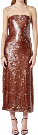 endless rose Sequin Maxi Dress In Brown