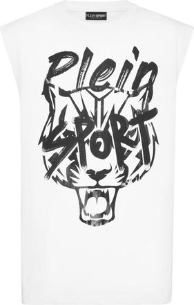 Plein Sport Tanktop - Heren - Sportshirts - Wit - S - Katoen - Fitness