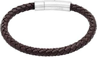 HMY Jewelry Stainless Steel Charm & Braided Leather Bracelet in Brown at Nordstrom Rack