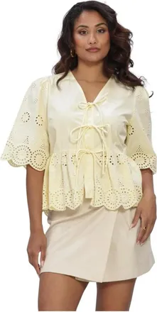 Y.A.S Y.a.s, Overhemden, Dames, Geel, XL, Leer, Dames Blouses Yascornelia 2/4 Tie Top S. Noos