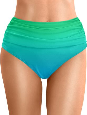 Generic Bikini Bottoms for Women UK, Womens High-Waisted Retro Swimwear Bottom Full Coverage Bikini Briefs Beach & Poolside Anti-Roll Waistband & Pleated with