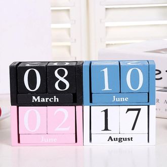 OEM Calendario De Escritorio De Madera, Muestra El Mes Y La Fecha, Reutilizable, Estilo R&uacute;stico, Material De Madera Maciza, Calendario Perpetuo, Decoraci&oacute;