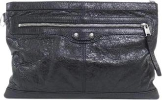 Balenciaga Pre-owned THE Clip Lambskin Clutch - Dames - Vintage Clutch - Zwart - ONE Size - Leer - Vintage