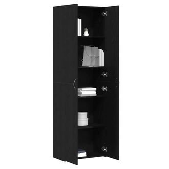 Berkfield Home Elegant Black Oak Office Cabinet 60 x 32 x 190 cm, made from engi | Size: 60 x 32 x 190 cm
