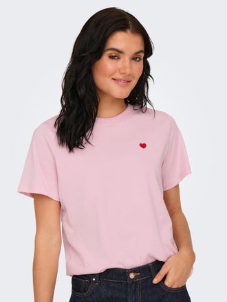 Jacqueline de Yong Kurzarmshirt JDY JDYPISA S/S PRINT TOP JRS NOOS, Damen, Gr. XS, rosa (parfait pink detail:bittersweet heart), Jersey, Obermaterial: 100% Baumwolle, be