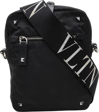 Valentino Black Nylon Leather Shoulder Bag (Pre-Owned)