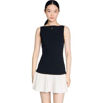 Sandro Two-tone short dress in Black at Nordstrom, Size 38 Eu