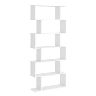 HOMCOM Librer&iacute;a Zigzag, Dise&ntilde;o Contempor&aacute;neo, 80 Cm De Largo X 23 Cm De Ancho X 192 Cm De Alto, 6 Estantes, Color Blanco