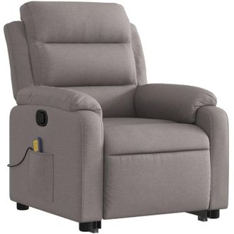 vidaXL Vidaxl - Sill&oacute;n Reclinable De Masaje Elevable Tela Gris Taup&eacute;