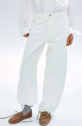 Mango Mid Rise Balloon Jeans in Off White at Nordstrom, Size 10