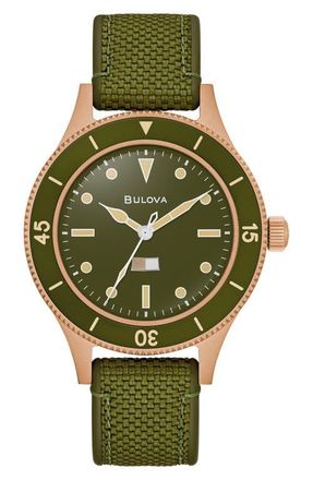 Bulova Archive Series MIL-SHIPS Bronze NATO Strap Watch, 41mm in Bronze-Tone at Nordstrom