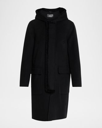 Mackage Men & apos;s Abraham Long Wool Coat with Shearling Trim