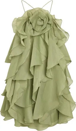 Aje Aje Pandorea Ruffled Chiffon Mini Dress - Green - 10 (UK10 / S)