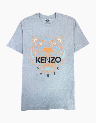 Kenzo Mens Kenzo Icon Tiger T-shirt Grey/Orange - Size: 40