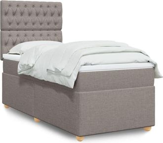 vidaXL Cama Box Spring Con Colch&oacute;n Tela Gris Taupe 90x190 Cm Vidaxl