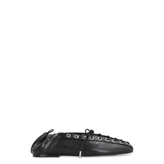Ganni Ballerinas, female, Black, Size: 9 US Lace-Up Ballerinas