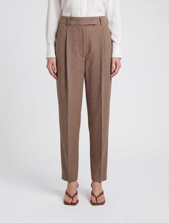 R&oacute;he Pantaloni straight a vita alta in misto lana a righe