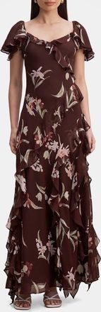 Ever New Claudie Ruffle Maxi Dress in Dark Seville Floral at Nordstrom, Size 14