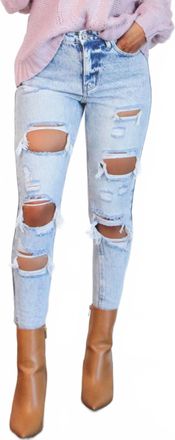 Kancan Right On Trend Jeans In Acid Wash Blue