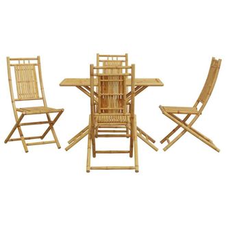 Berkfield Home Beautiful 5 Piece Garden Dining Set Bamboo in Brown