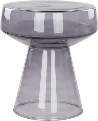 Beliani Mesa De Centro De Vidrio Con Estilo Moderno Transparente Forma Redonda Gris Laguna