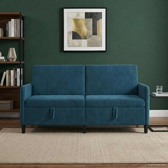 vidaXL Vidaxl Divano Con Storage Blu 172 X 78 X 87 Cm Poliestere