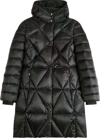 Fay Nero Argyle Quilted Hooded Wool-Blend Down Jacket
