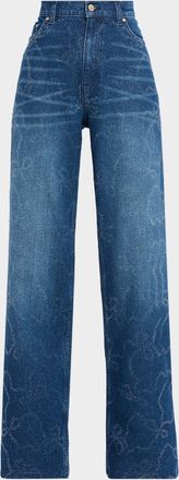 LoveShackFancy Dessa Crystal Bow Jeans
