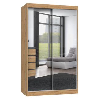 Hucoco Paolo - Armario Con 2 Puertas Correderas - 2 Espejos - L. 120 Cm - Dormitorio Vestidor Con 2 Puertas