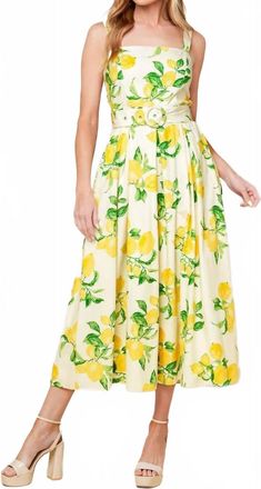 Flying Tomato Woven Midi Dress In Ivory Print
