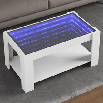 Berkfield Home Coffee Table with LED White 93x53x45 cm Engineered Wood | Size: 93 x 53 x 45 cm
