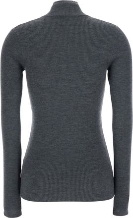 Brunello Cucinelli Womens Turtleneck Sweater Half-Zip Grey Tops Top